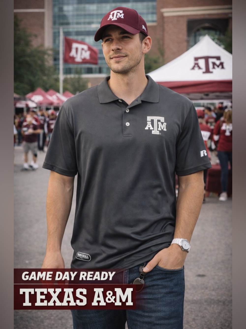 🚨Texas A&M Aggies Russell Dri-Fit Polo XL | Game Day Essential